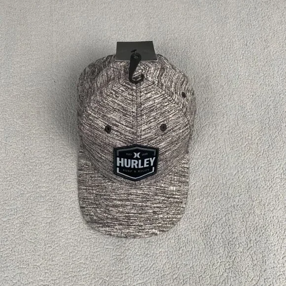 Hurley Hat Gray Baseball Cap Flex Fit S/M Beach Ocean Surf Waves Black Logo - Picture 8 of 11